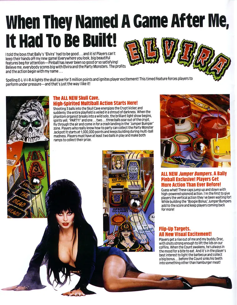 Elvira and the Party Monsters sales flyer, back