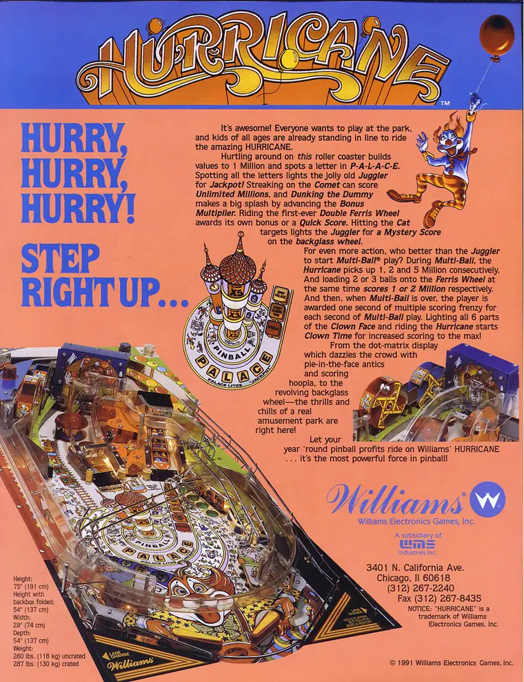 Hurricane sales flyer, back