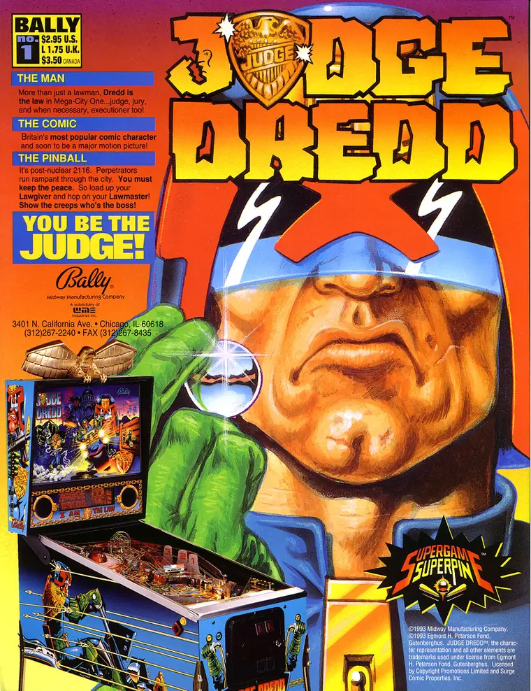 Judge Dredd sales flyer, front