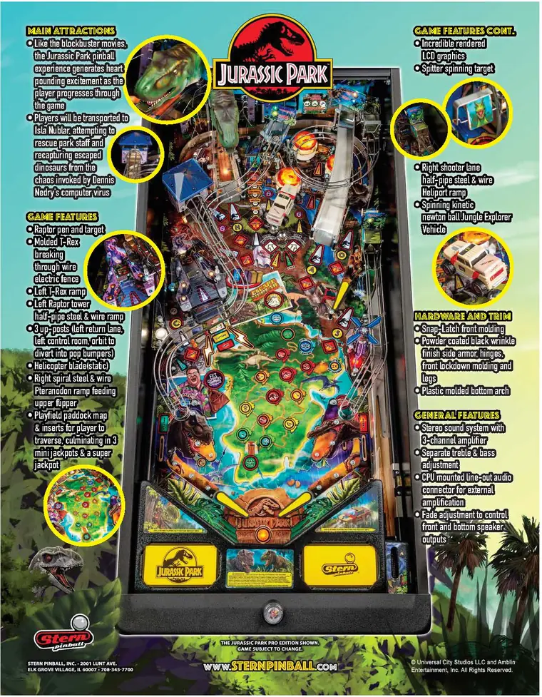 Jurassic Park sales flyer, back