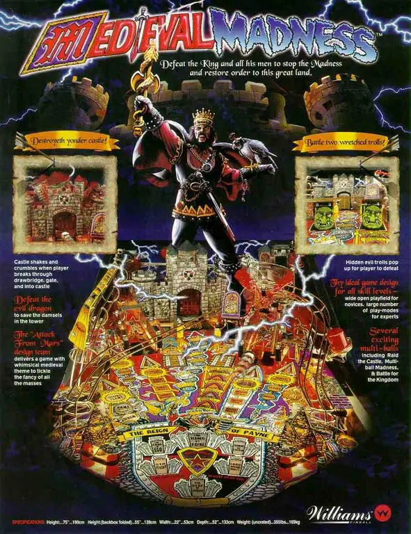 Medieval Madness sales flyer, back