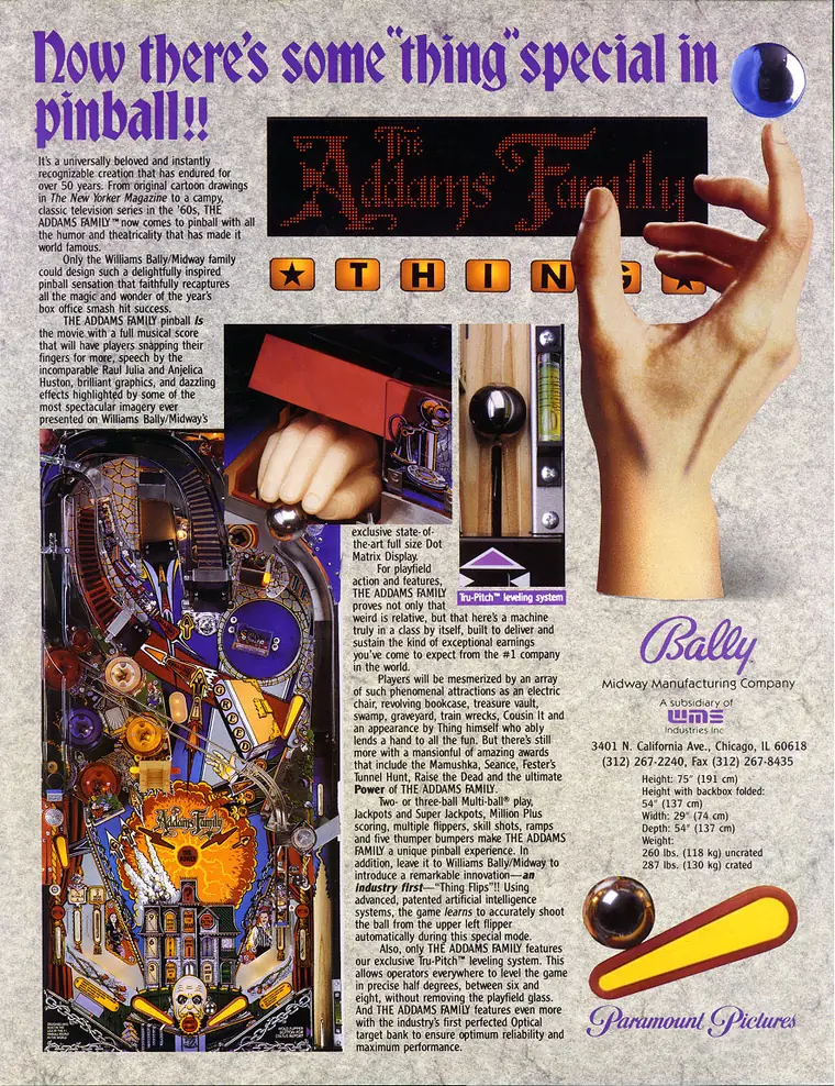 The Addams Family sales flyer, back