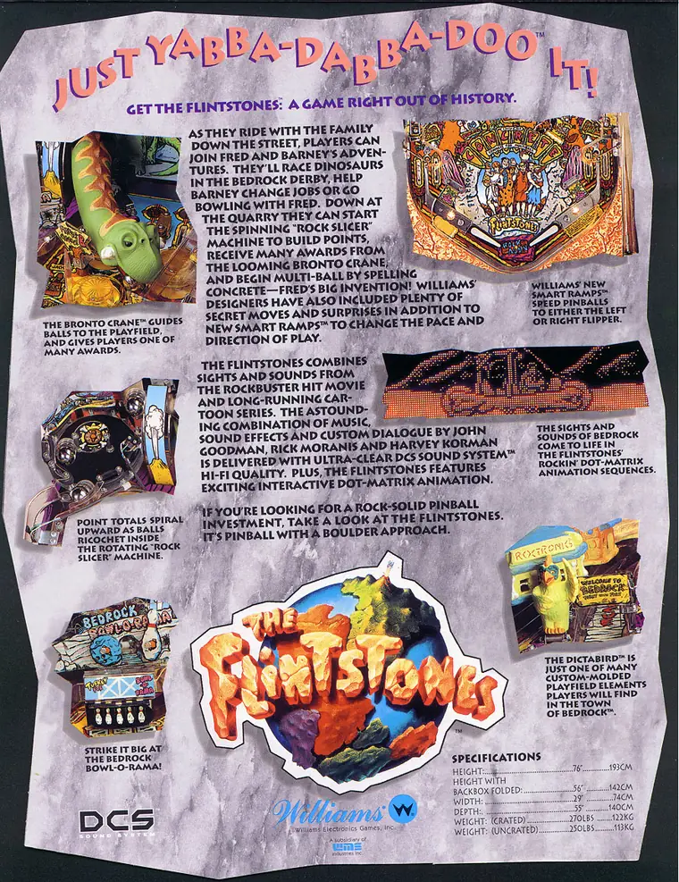 The Flintstones sales flyer, back