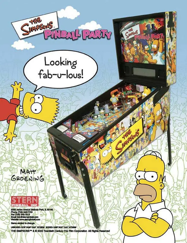 The Simpsons Pinball Party sales flyer, front
