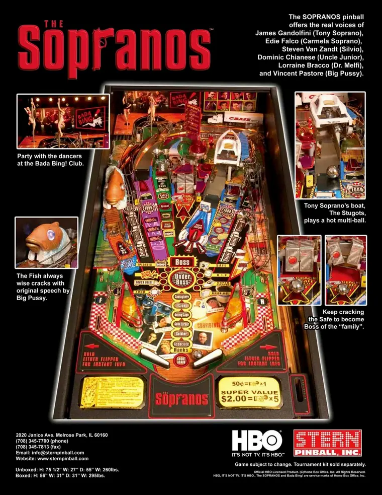 The Sopranos sales flyer, back