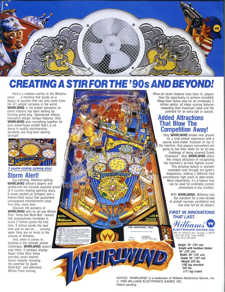 Whirlwind sales flyer, back